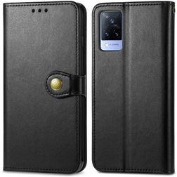 Mobigear Snap Button Vivo V21 Hülle Klapphülle Geldbörse - Schwarz