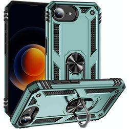 Mobigear Armor Ring iPhone 16e Hülle Hardcase Backcover Stoßfest mit Ringhalter - Grün