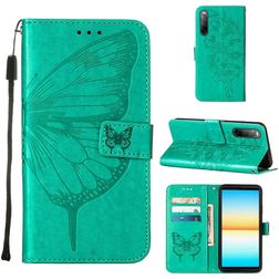 Mobigear Butterfly Sony Xperia 10 IV Hülle Klapphülle Geldbörse - Grün