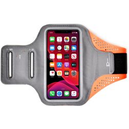 Mobigear Easy Fit Handyhalterung Joggen Motorola One Vision Sporthülle Neopren Sportarmband - Orange