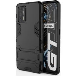 Mobigear Armor Stand Realme GT Hülle Hardcase Backcover Stoßfest mit Ständer - Schwarz