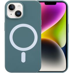 Mobigear Rubber Touch iPhone 15 Silikon MagSafe Hülle Backcover - Grün