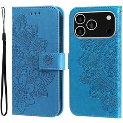 Mobigear Flowers iPhone 17 Pro Hülle Klapphülle Geldbörse - Blau