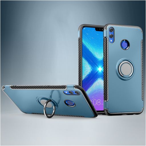 Mobigear Armor Ring HONOR 8X Hülle Hardcase Backcover Stoßfest mit Ringhalter - Blau