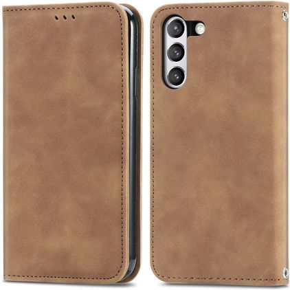 Mobigear Retro Slim Samsung Galaxy S21 FE Hülle Klapphülle Geldbörse - Braun