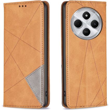 Mobigear Rhombus Slim Xiaomi Redmi 14C Klapphülle - Cognac