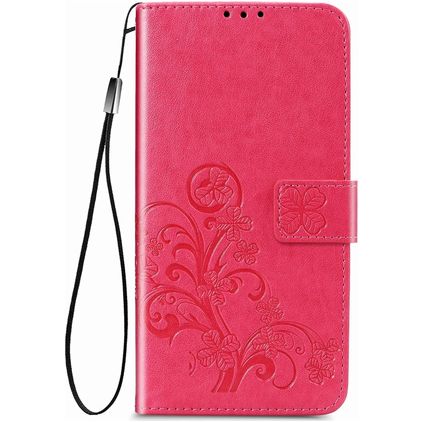 Mobigear Clover Motorola One Fusion Plus Klapphülle Portemonnaie - Magenta