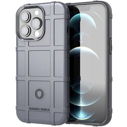 Mobigear Rugged Shield iPhone 13 Pro Max Hülle Flexibles TPU Backcover Stoßfest - Grau