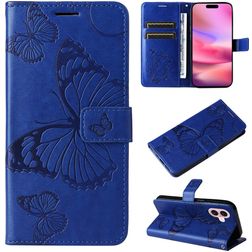 Mobigear Butterfly iPhone 16 Hülle Klapphülle Geldbörse - Blau
