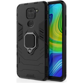 Mobigear Armor Ring Xiaomi Redmi Note 9 Hülle Hardcase Backcover Stoßfest mit Ringhalter - Schwarz