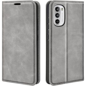 Mobigear Retro Slim Motorola Moto G82 Hülle Klapphülle Geldbörse - Grau
