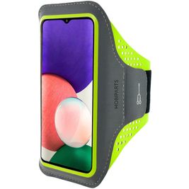 Mobiparts Comfort Fit Handyhalterung Joggen Samsung Galaxy A22 5G Sporthülle Neopren Sportarmband - Neon Green