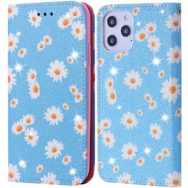 Mobigear Daisies iPhone 12 Pro Max Hülle Klapphülle Geldbörse - Blau