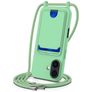 Mobigear Lanyard Card iPhone 17 Silikon Handykette mit Kartenhalter - Grün