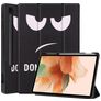 Mobigear Tri-Fold Gel Samsung Galaxy Tab S7 FE Hülle TPU,Kunstleder Klapphülle + Stifthalter - Do Not Touch