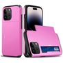 Mobigear Card iPhone 15 Pro Max Hülle Hardcase Backcover Stoßfest mit Kartenhalter - Pink
