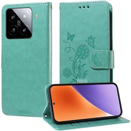 Mobigear Flowers Xiaomi 15 Klapphülle Portemonnaie - Grün
