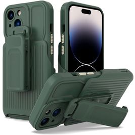 Mobigear Explorer iPhone 14 Pro Hülle Hardcase Backcover Stoßfest mit Ständer - Grün