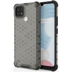 Mobigear Honeycomb Realme C21 Hülle Hardcase Backcover Stoßfest - Schwarz