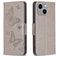 Mobigear Butterfly iPhone 15 Plus Hülle Klapphülle Geldbörse - Grau