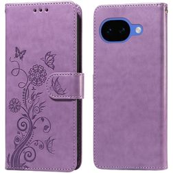 Mobigear Flowers Google Pixel 10a Hülle Klapphülle Geldbörse - Lila