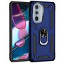 Mobigear Armor Ring Motorola Edge 30 Pro Hülle Hardcase Backcover Stoßfest mit Ringhalter - Blau