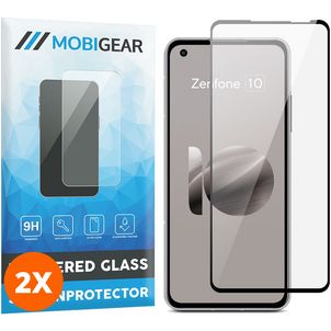 Mobigear Premium ASUS Zenfone 10 Panzerglas Gehärtetes Glas Displayschutz - Hüllenfreundlich - Schwarz (2er Pack)