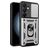 Mobigear Armor Ring Cam Slide Samsung Galaxy S24 FE Hülle Hardcase Backcover Stoßfest mit Ringhalter und Kamera Slider - Silber