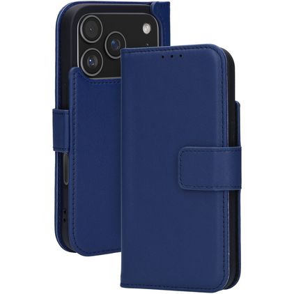 Mobiparts Wallet iPhone 17 Pro MagSafe Hülle Echtes Leder Klapphülle Geldbörse - Blau