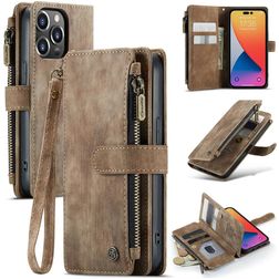 Caseme C30 iPhone 14 Pro Hülle Klapphülle Geldbörse - Braun