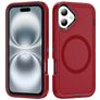 Mobigear Rugged Mag iPhone 16 MagSafe Hülle Hardcase Backcover Stoßfest - Rot
