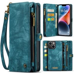 Caseme 008 iPhone 15 Plus Hülle Abnehmbare 2in1 Klapphülle Geldbörse - Blau