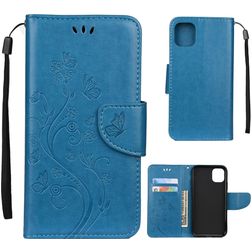 Mobigear Flowers iPhone 11 Hülle Klapphülle Geldbörse - Blau