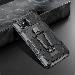 Mobigear Armor Stand iPhone 12 Hülle Hardcase Backcover Stoßfest mit Ständer - Grau