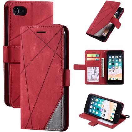 Mobigear Rhombus iPhone SE (2022) Hülle Klapphülle Geldbörse - Rot