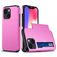 Mobigear Card iPhone 15 Hülle Hardcase Backcover Stoßfest mit Kartenhalter - Pink