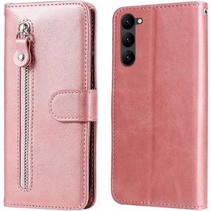 Mobigear Zipper Samsung Galaxy S23 Hülle Klapphülle Geldbörse - Roségold