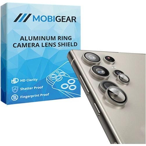 Mobigear Single Samsung Galaxy S24 Ultra Panzerglas Gehärtetes Glas Kameralinsen Schutz - Hüllenfreundlich - Grau