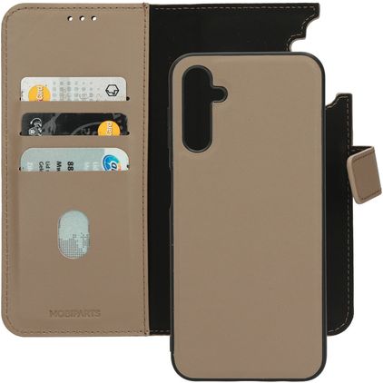 Mobiparts Samsung Galaxy A14 Hülle Echtes Leder Abnehmbare 2in1 Klapphülle Geldbörse - Taupe