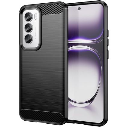 Mobigear Brushed Slim OPPO Reno 12 Pro Hülle Flexibles TPU Backcover - Schwarz