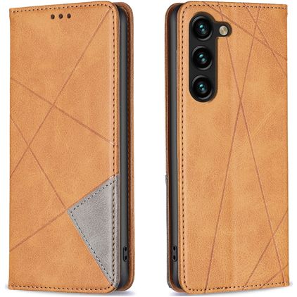 Mobigear Rhombus Slim Samsung Galaxy S24 Plus Hülle Klapphülle - Cognac