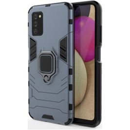 Mobigear Armor Ring Samsung Galaxy A03s Hülle Hardcase Backcover Stoßfest mit Ringhalter - Blau