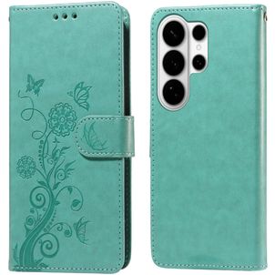 Mobigear Flowers Samsung Galaxy S26 Ultra Hülle Klapphülle Geldbörse - Grün