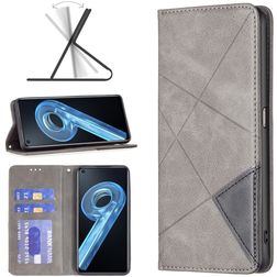Mobigear Rhombus Slim OPPO A96 Hülle Klapphülle - Grau