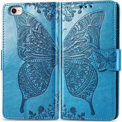 Mobigear Butterfly iPhone 7 Hülle Klapphülle Geldbörse - Blau