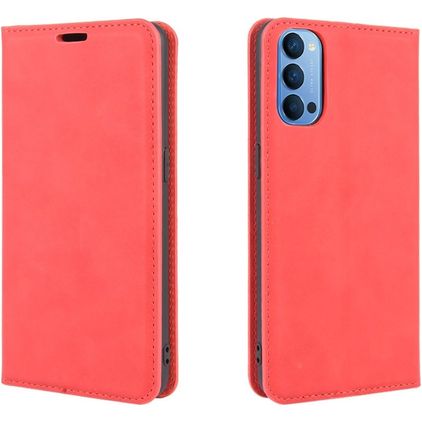Mobigear Retro Slim OPPO Reno 4 Hülle Klapphülle Geldbörse - Rot