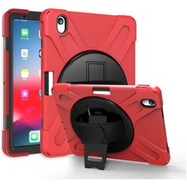 Mobigear SureGrip XGuard iPad Air 11 Zoll (2026) Hülle Kunststoff,Silikon Backcover + Stifthalter + Schulterträger + Ständer - Rot