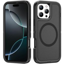 Mobigear Rugged Mag iPhone 16 Pro MagSafe Hülle Hardcase Backcover Stoßfest - Schwarz