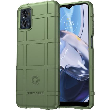 Mobigear Rugged Shield Motorola Moto E22 Hülle Flexibles TPU Backcover Stoßfest - Grün