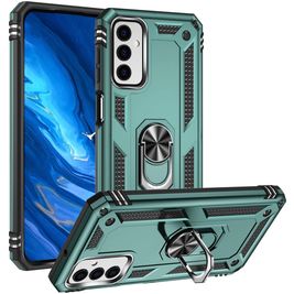 Mobigear Armor Ring Samsung Galaxy M23 Hülle Hardcase Backcover Stoßfest mit Ringhalter - Grün